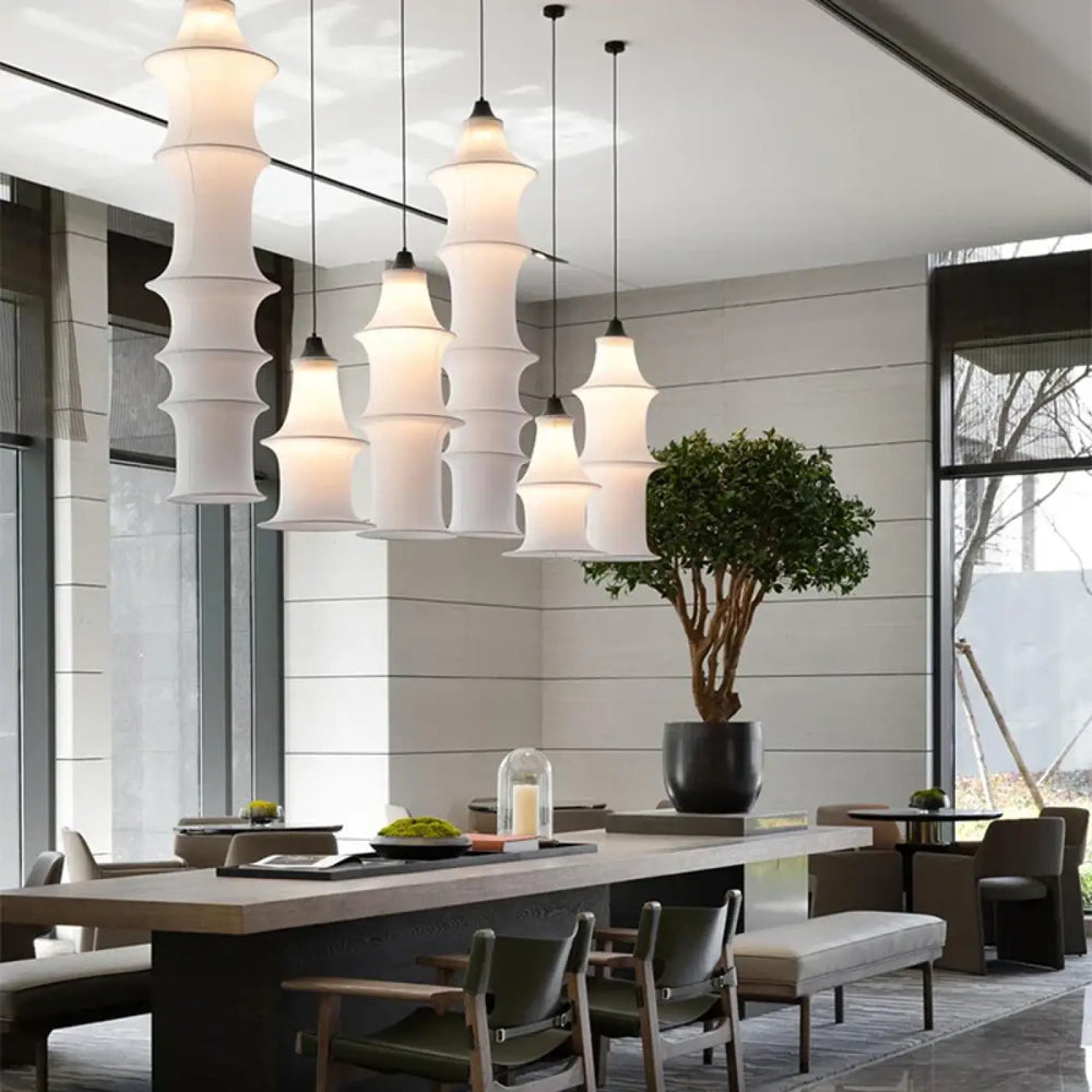 Nordic Minimalist Fabric Wabi Sabi Led Pendant Lights Living Dining Room Loft Home Decor Chandelier Bedroom Corner