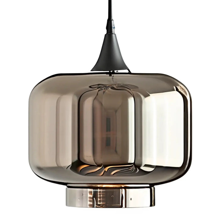 Suspension moderne en verre fumé brun à trois lumières design