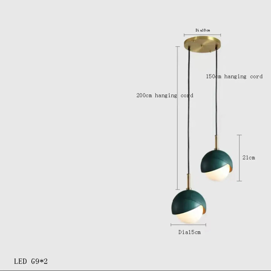 Suspension moderne vert et doré multisuspensions
