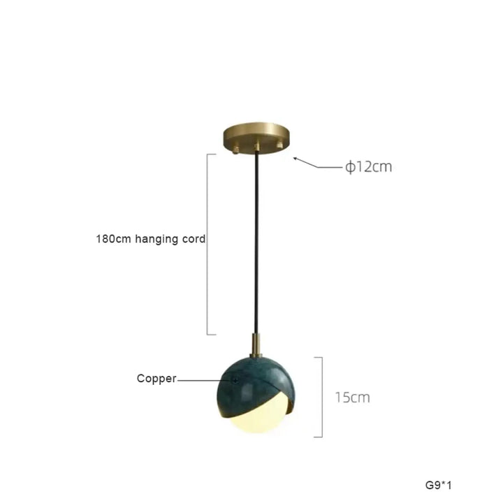 Suspension moderne vert et doré multisuspensions