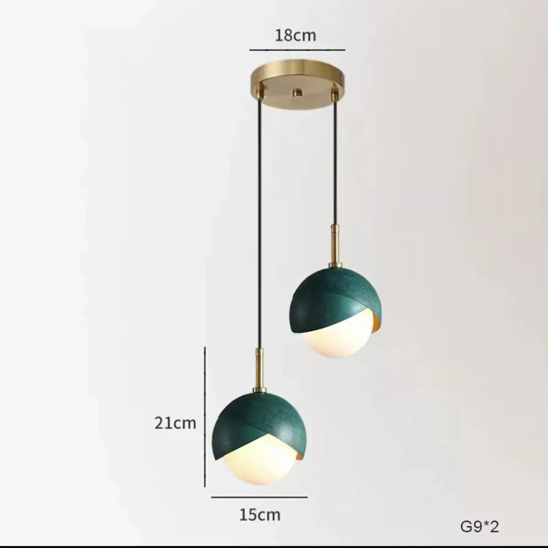 Suspension moderne vert et doré multisuspensions