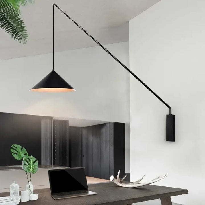 Suspension murale déportée design industriel noir style loft