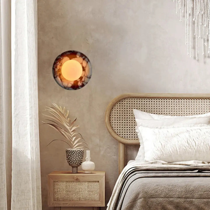 Suspension murale en marbre avec lumière en verre design élégant