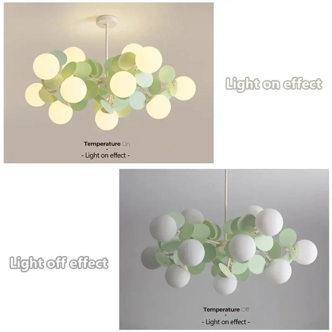 Suspension nature feuillage et boules lumineuses stylé