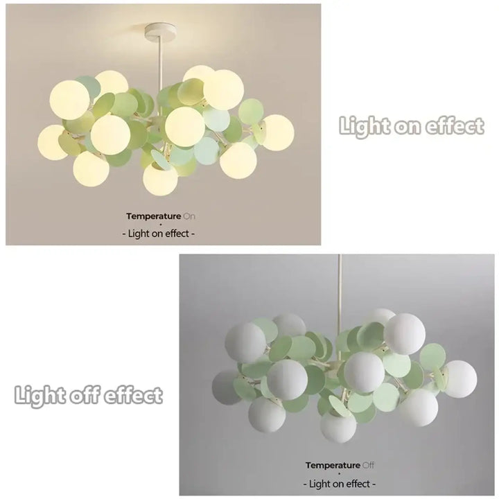Suspension nature feuillage et boules lumineuses stylé
