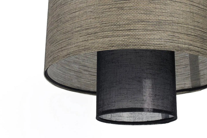 Suspension luminaire twin avec double abat beige texturé et abat noir intérieur pour éclairage moderne suspension noire