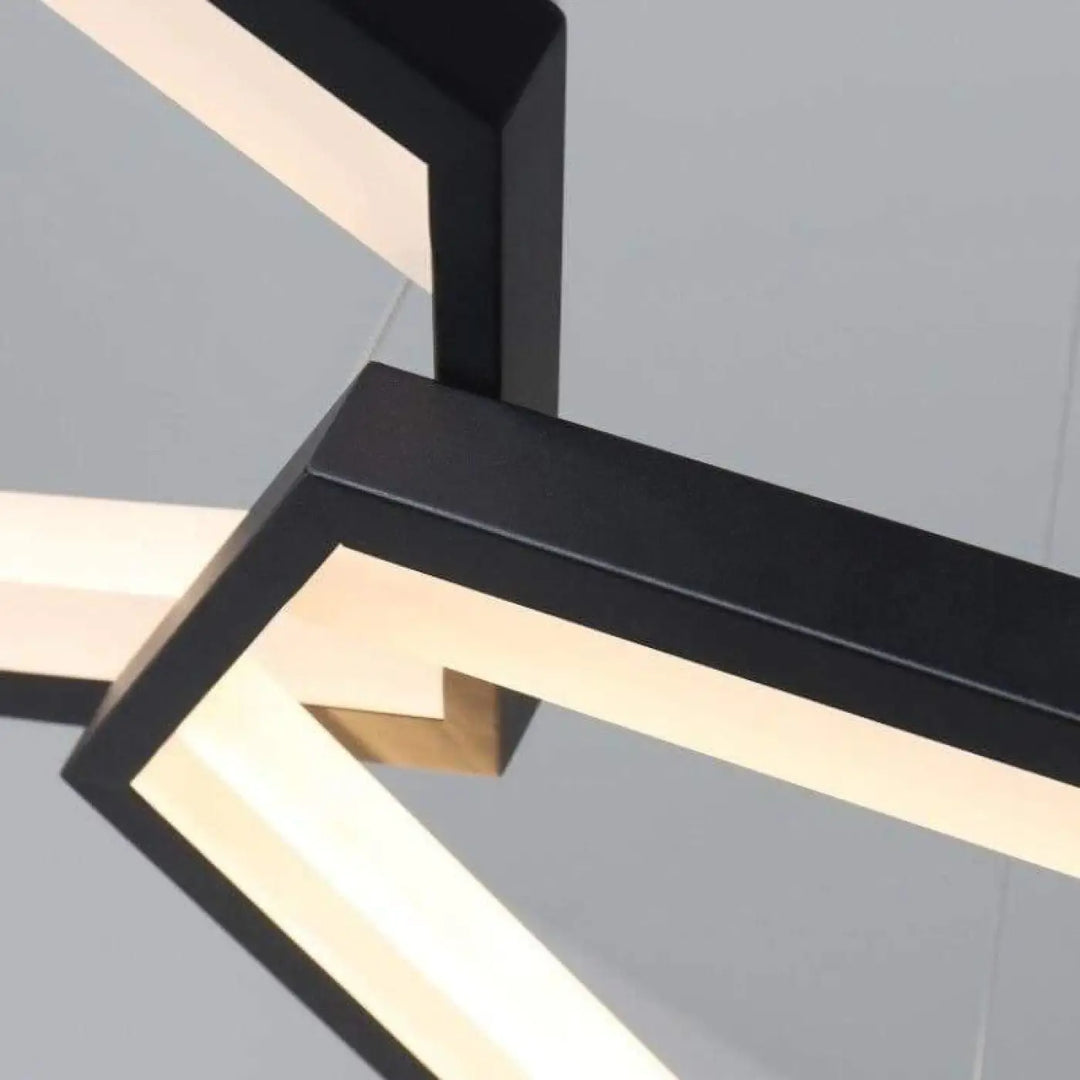 Suspension Noire Design LED Hexagonale En Cascade
