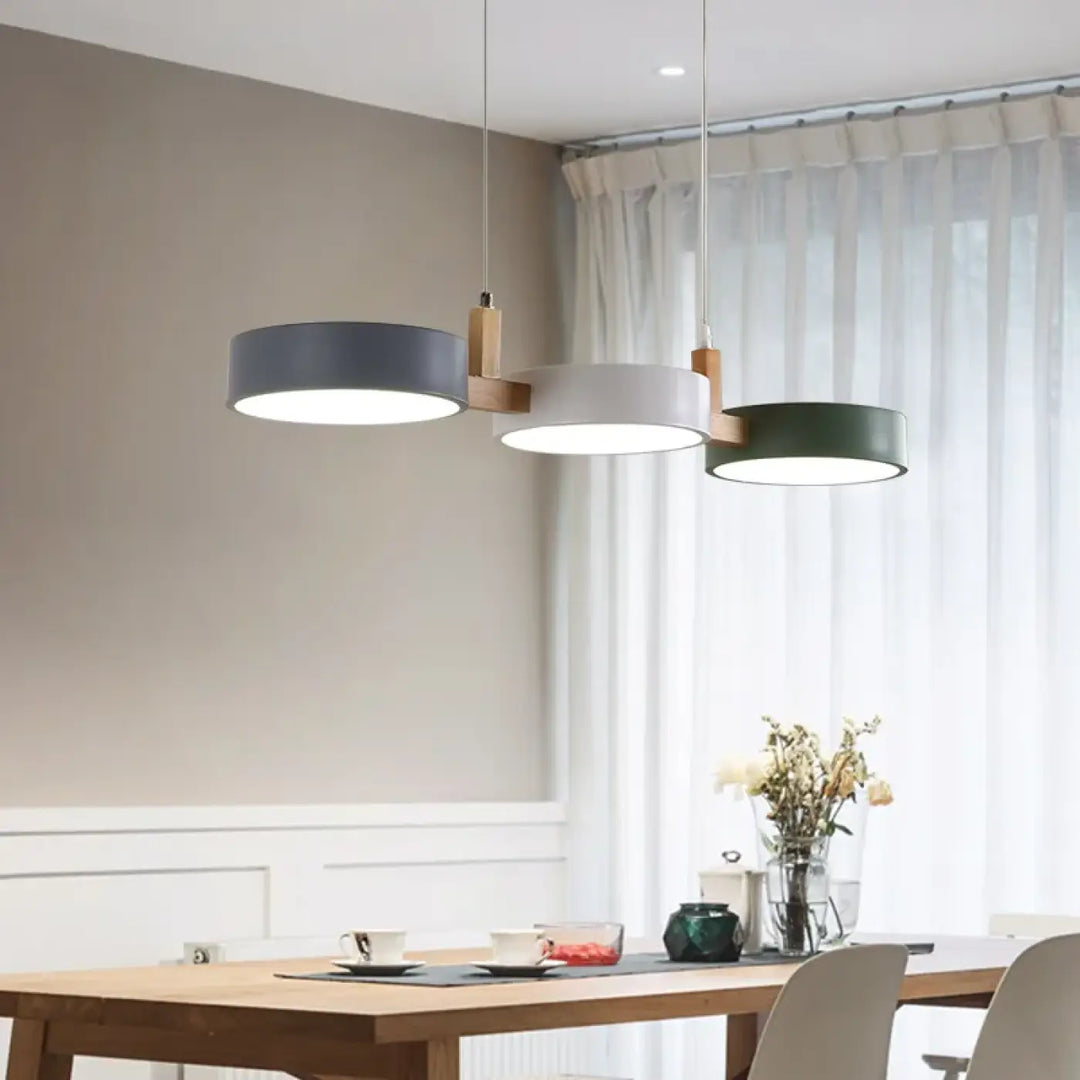 Suspension nordique triple rond bois et couleurs