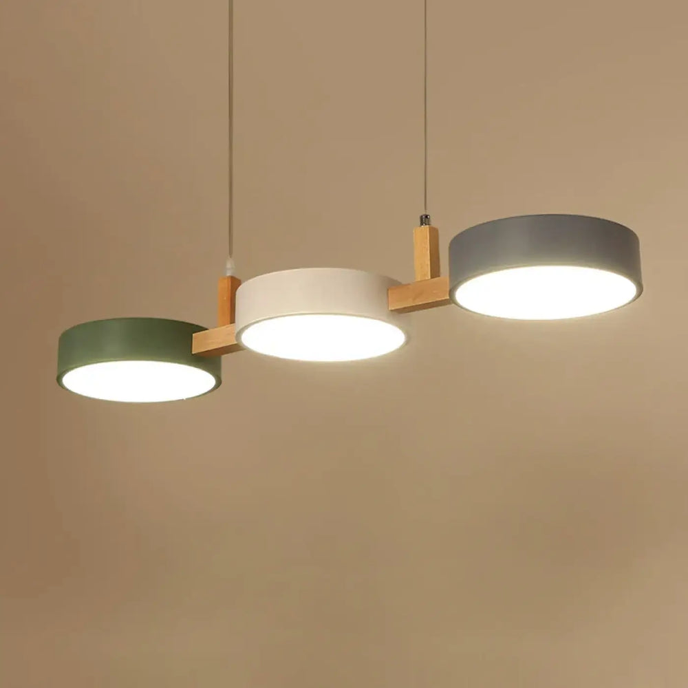 Suspension nordique triple rond bois et couleurs