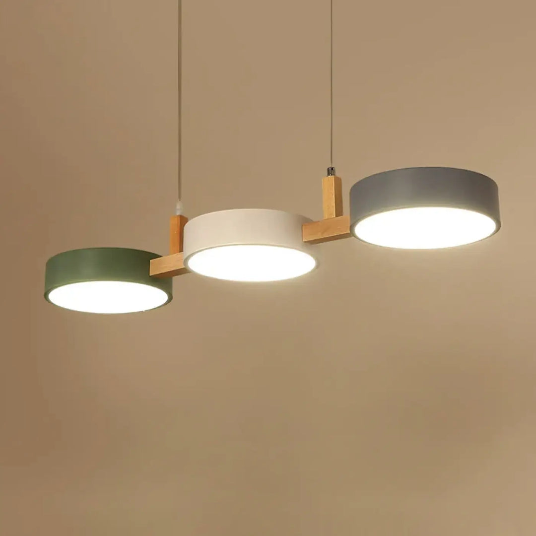 Suspension nordique triple rond bois et couleurs