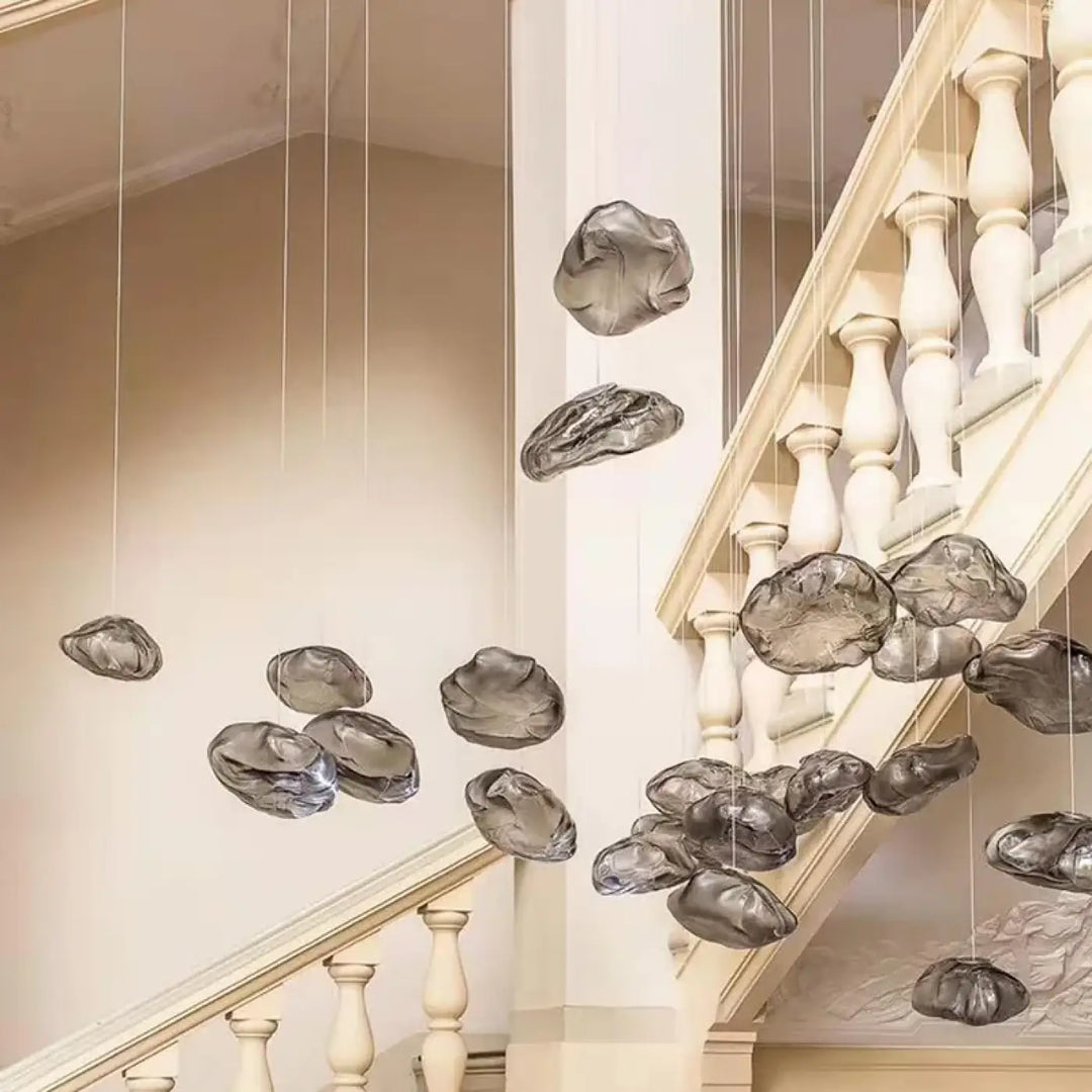 Suspension Nuage Design Sculptural En Verre Transparent Élégant