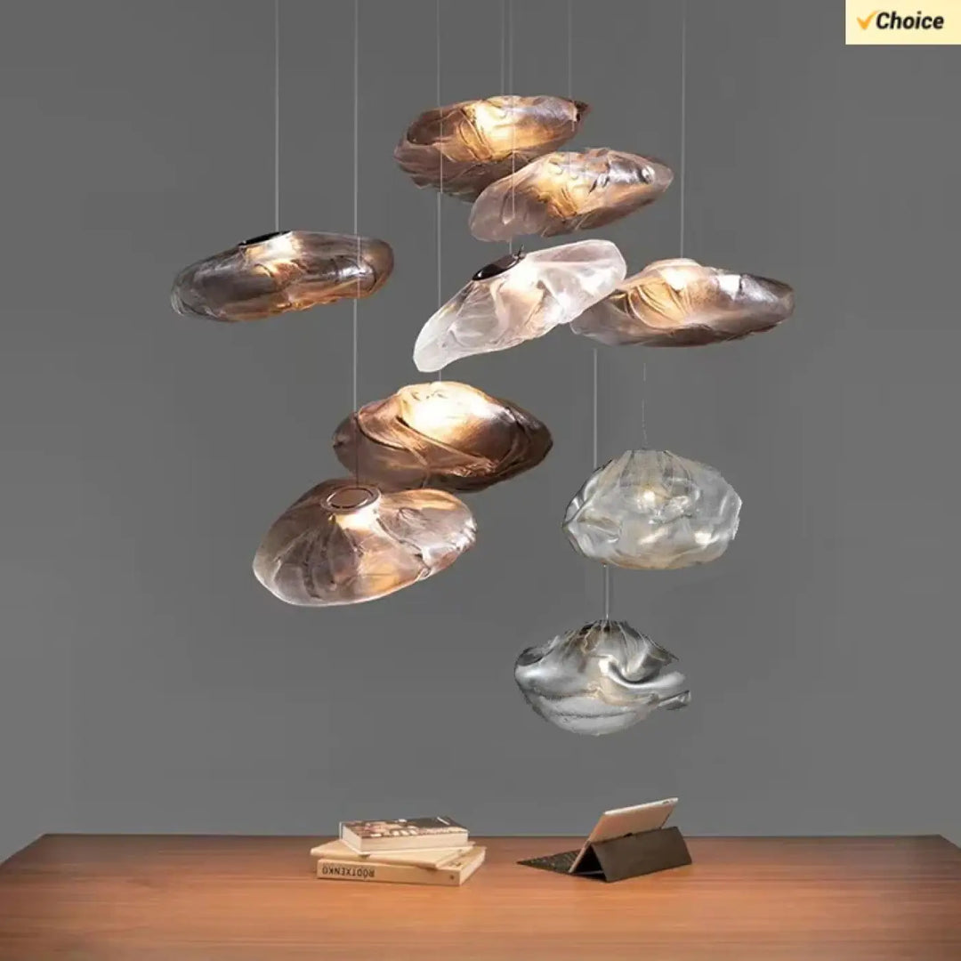 Suspension Nuage Verre Sculpté Design Moderne Élégant

