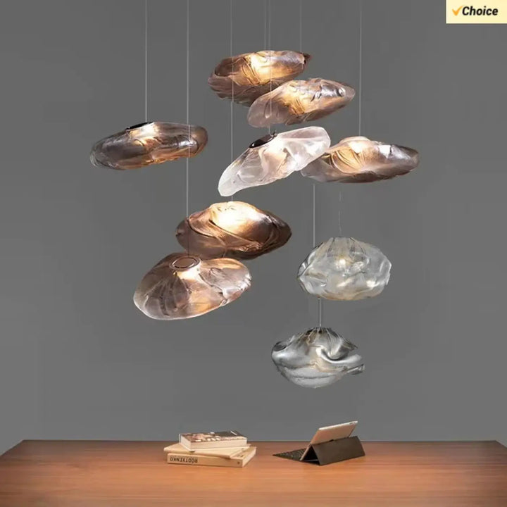 Suspension Nuage Verre Sculpté Design Moderne Élégant

