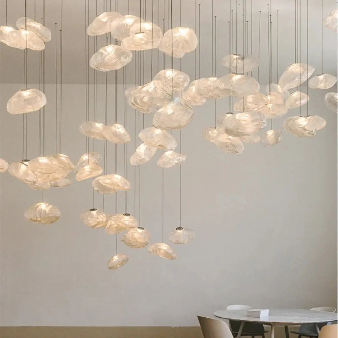Suspension Nuage en Verre Sculpté Design Moderne

