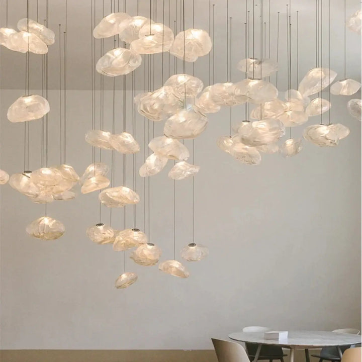 Suspension Nuage en Verre Sculpté Design Moderne

