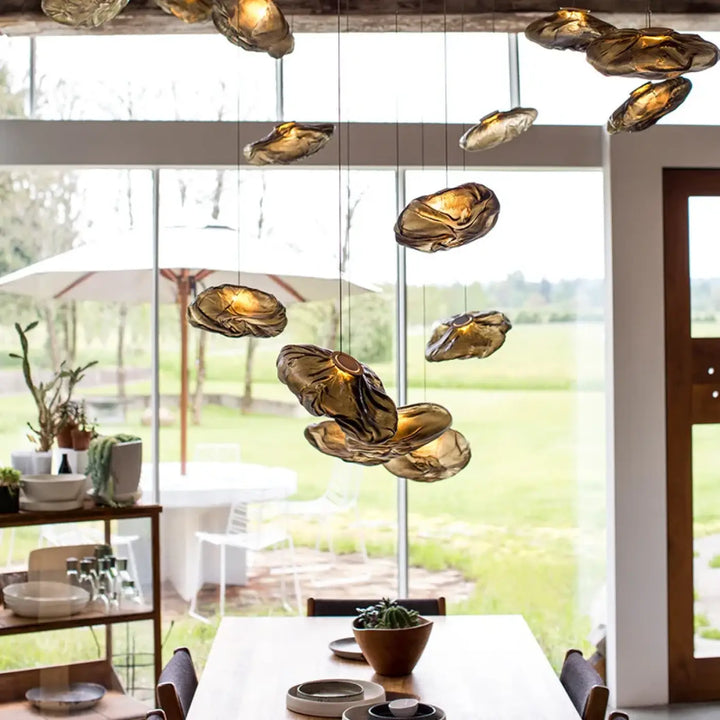 Suspension Nuage en Verre Sculpté Design Moderne

