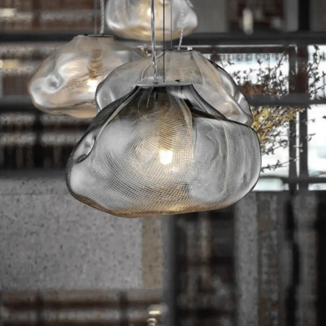 Suspension Nuage en Verre Sculpté Design Moderne

