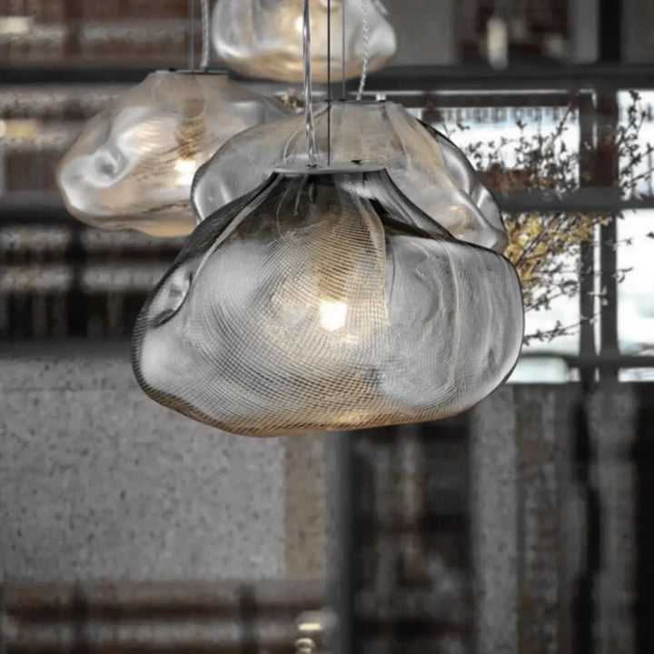 Suspension Nuage en Verre Sculpté Design Moderne


