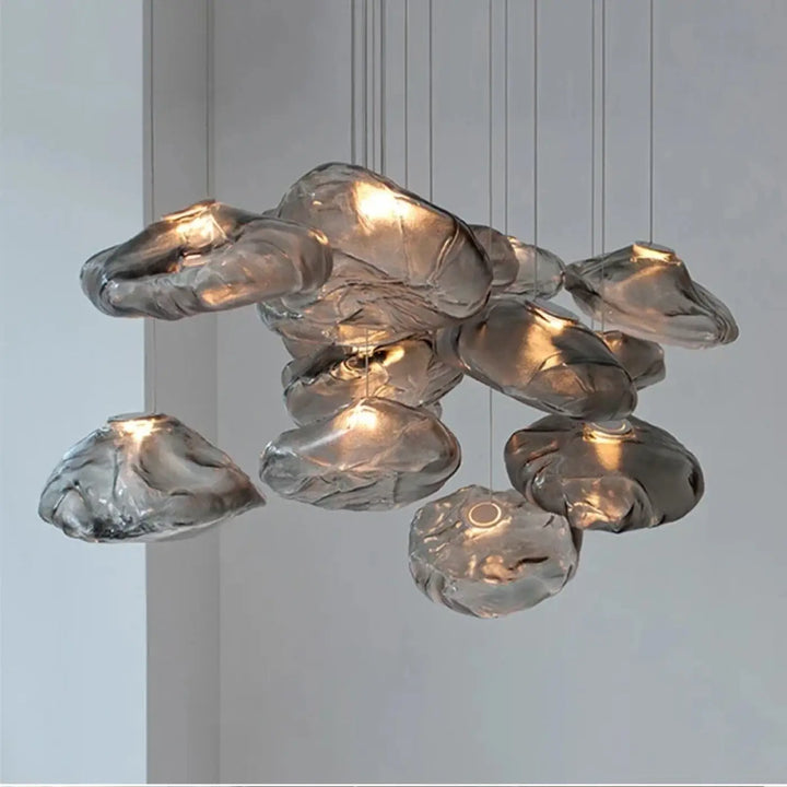 Suspension Nuage en Verre Sculpté Design Moderne


