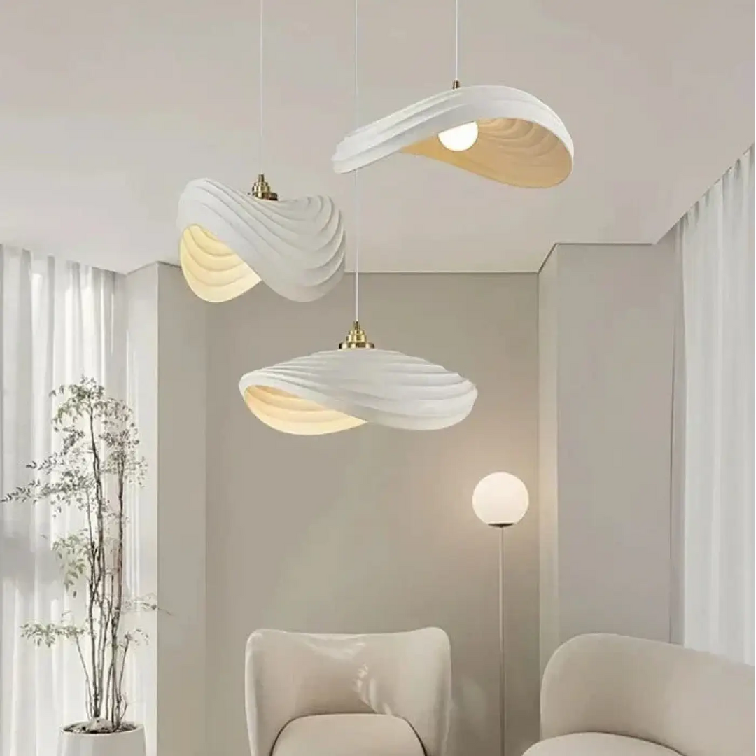 Suspension organique blanche design sculpté style élégant
