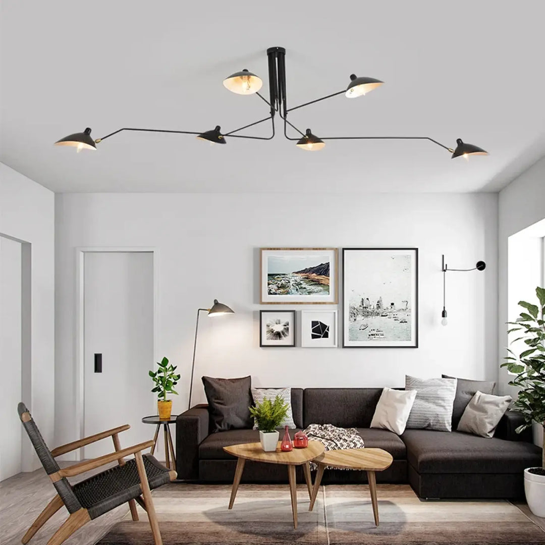 Suspension Plafond Industrielle Noire À Trois Bras Orientables

