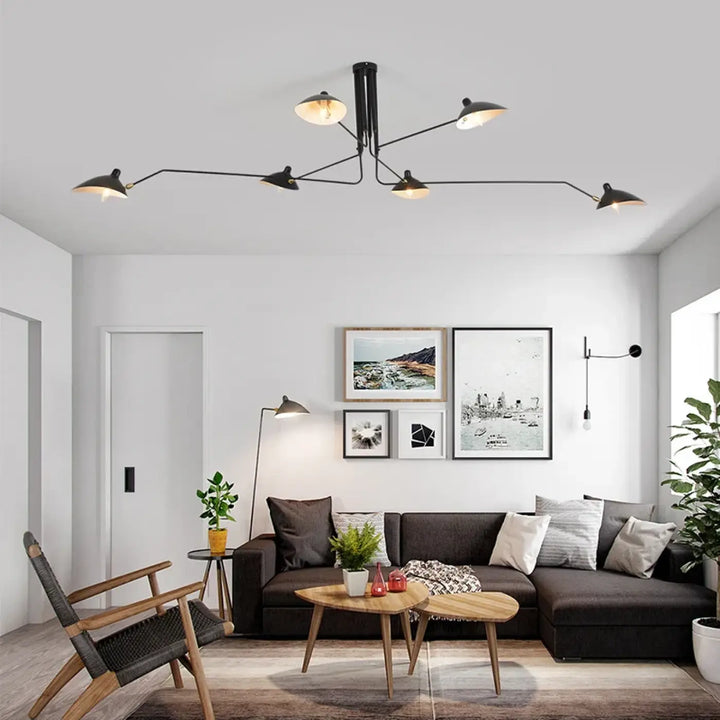 Suspension Plafond Industrielle Noire À Trois Bras Orientables


