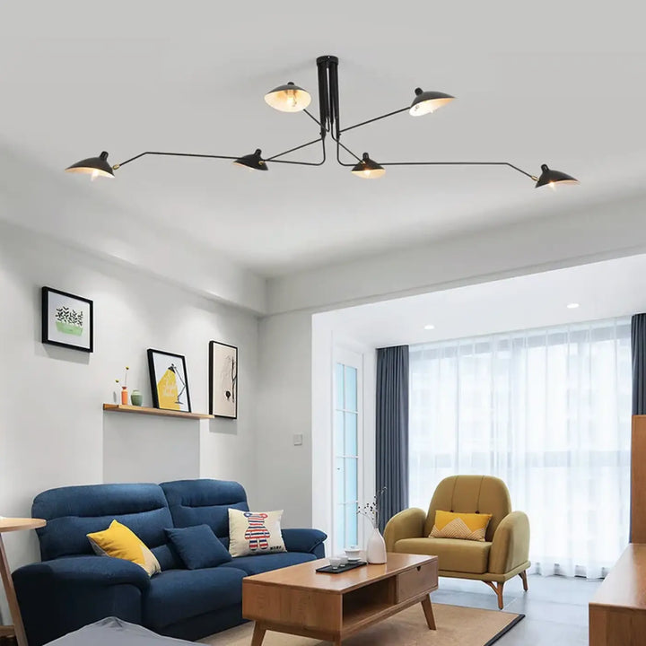 Suspension Plafond Industrielle Noire À Trois Bras Orientables

