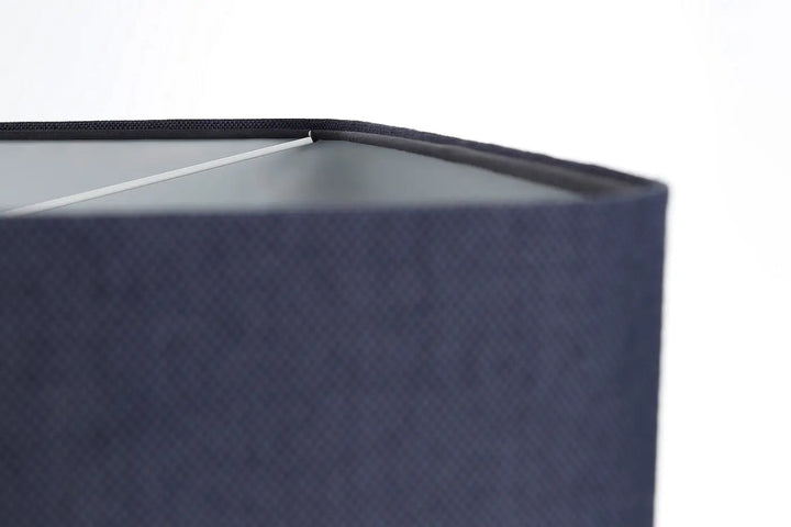 Suspension luminaire kwadro duo bleu marine avec abat-jour en tissu texturé bleu marine et bordure noire