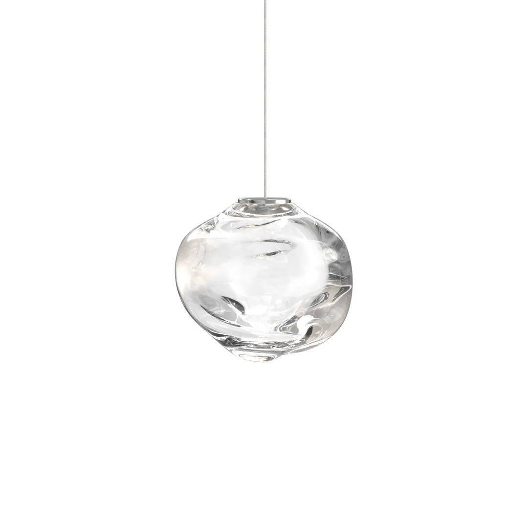 Suspension luminaire suspension raw en verre soufflé transparent avec forme sphérique organique et stries internes subtiles