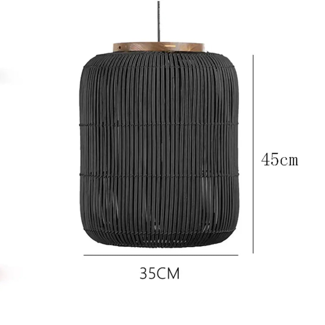 Suspension en rotin naturel cylindrique design bohème