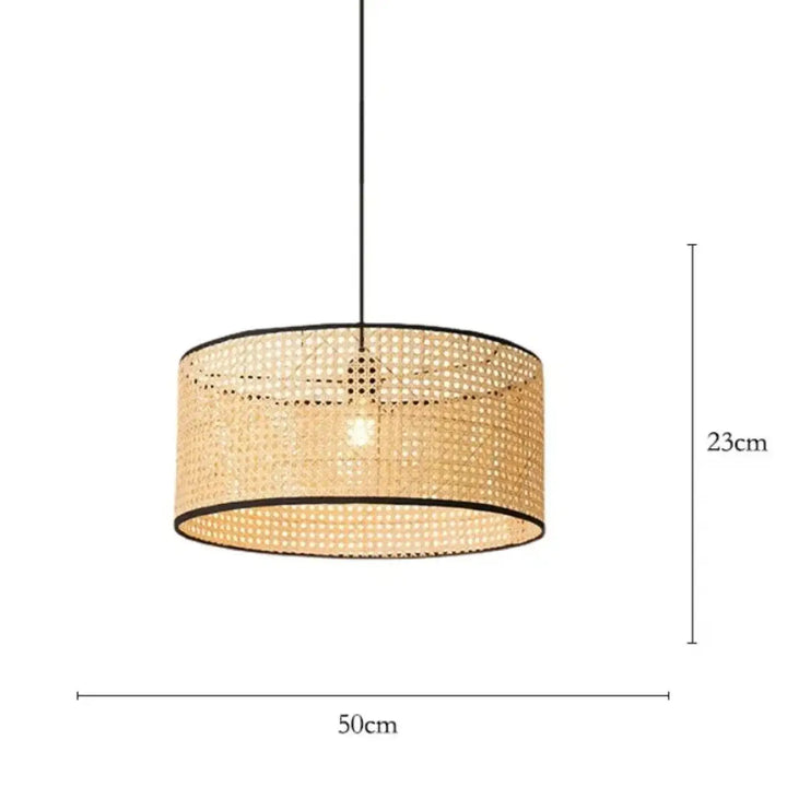 Suspension rotin naturel cylindrique design moderne élégant