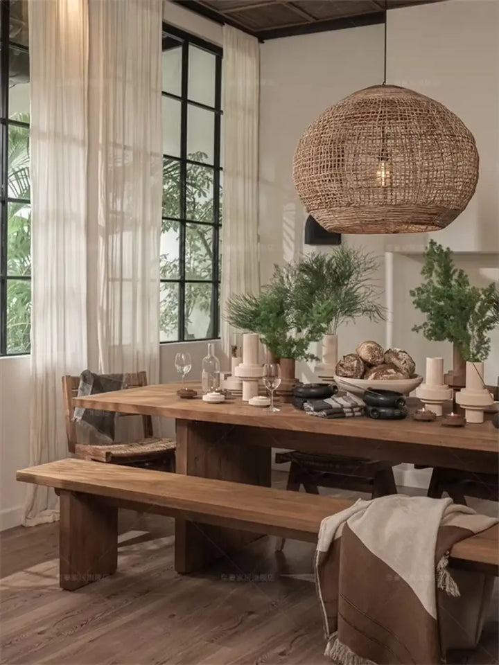 Suspension Rotin Naturel Design Bohème Forme Sphère

