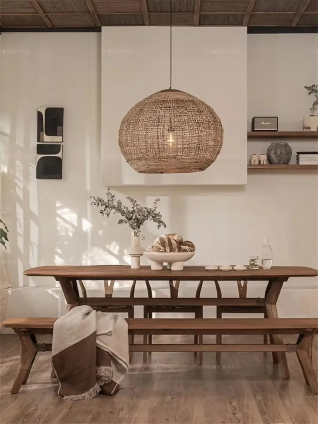 Suspension Rotin Naturel Design Bohème Forme Sphère

