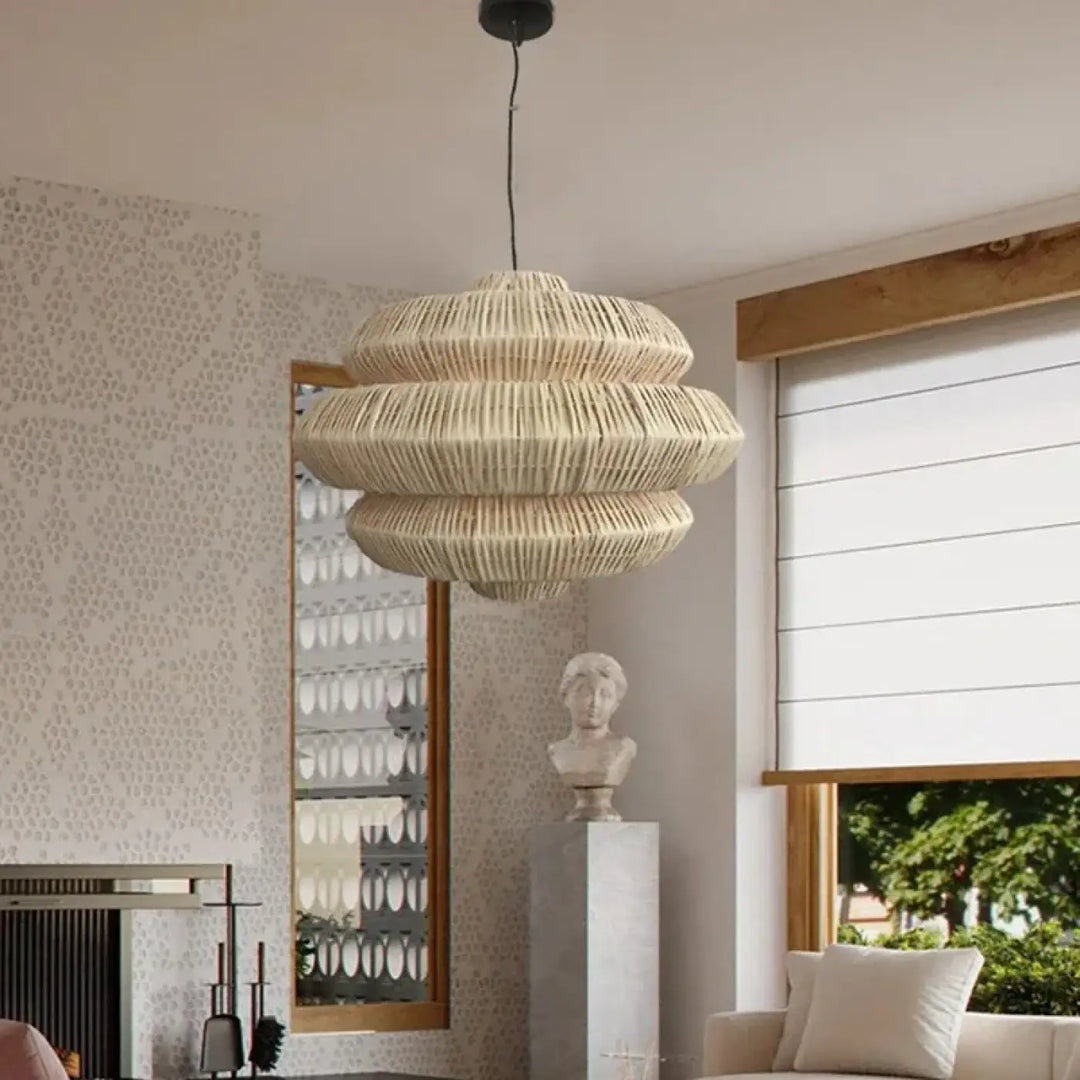 Suspension en rotin naturel design bohème moderne chic