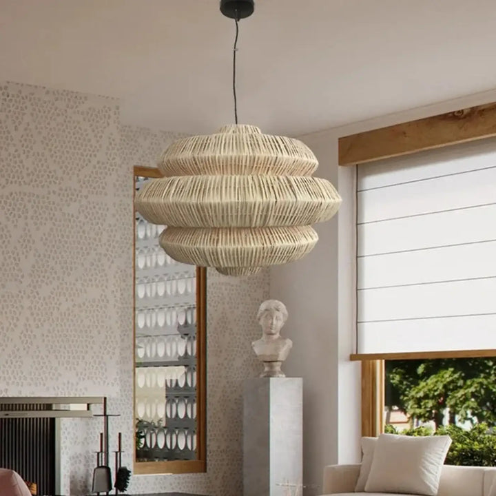 Suspension en rotin naturel design bohème moderne chic