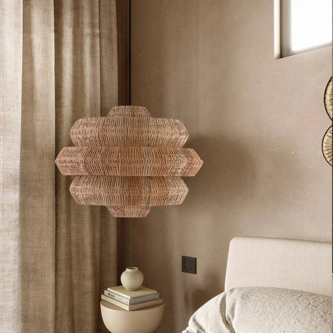 Suspension en rotin naturel design bohème moderne chic