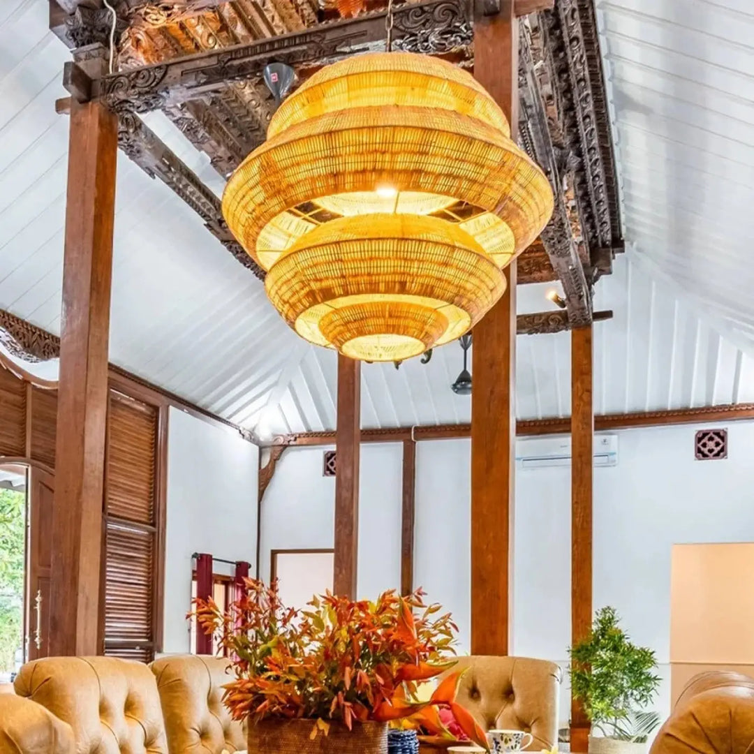 Suspension en rotin naturel design bohème moderne chic