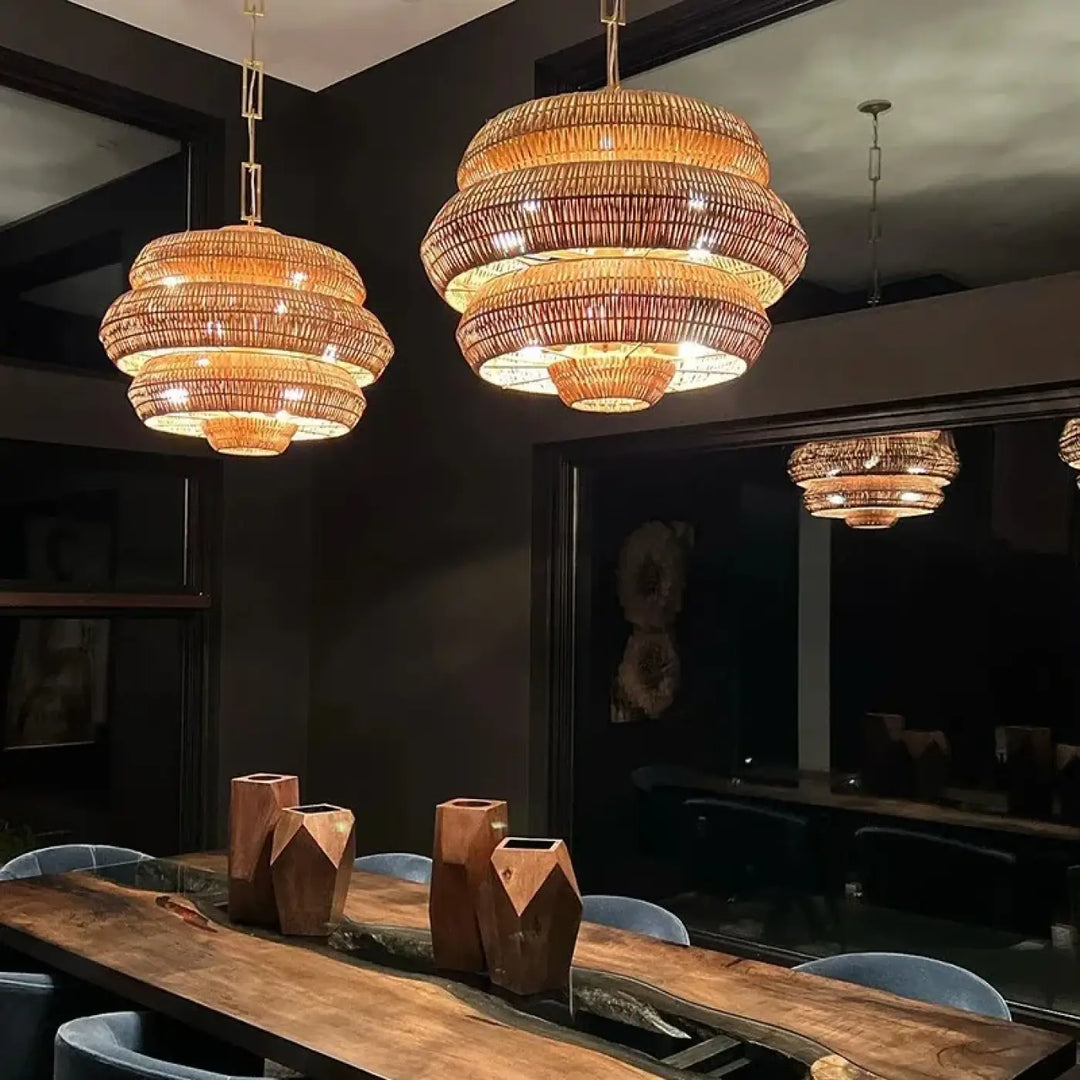 Suspension en rotin naturel design bohème moderne chic
