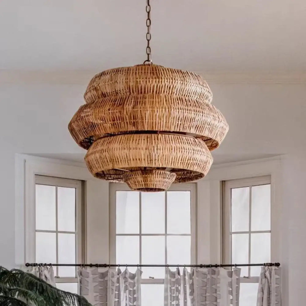 Suspension en rotin naturel design bohème moderne chic