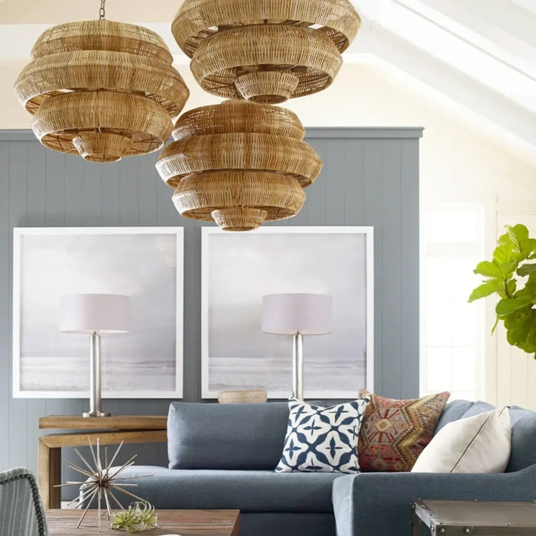 Suspension en rotin naturel design bohème moderne chic
