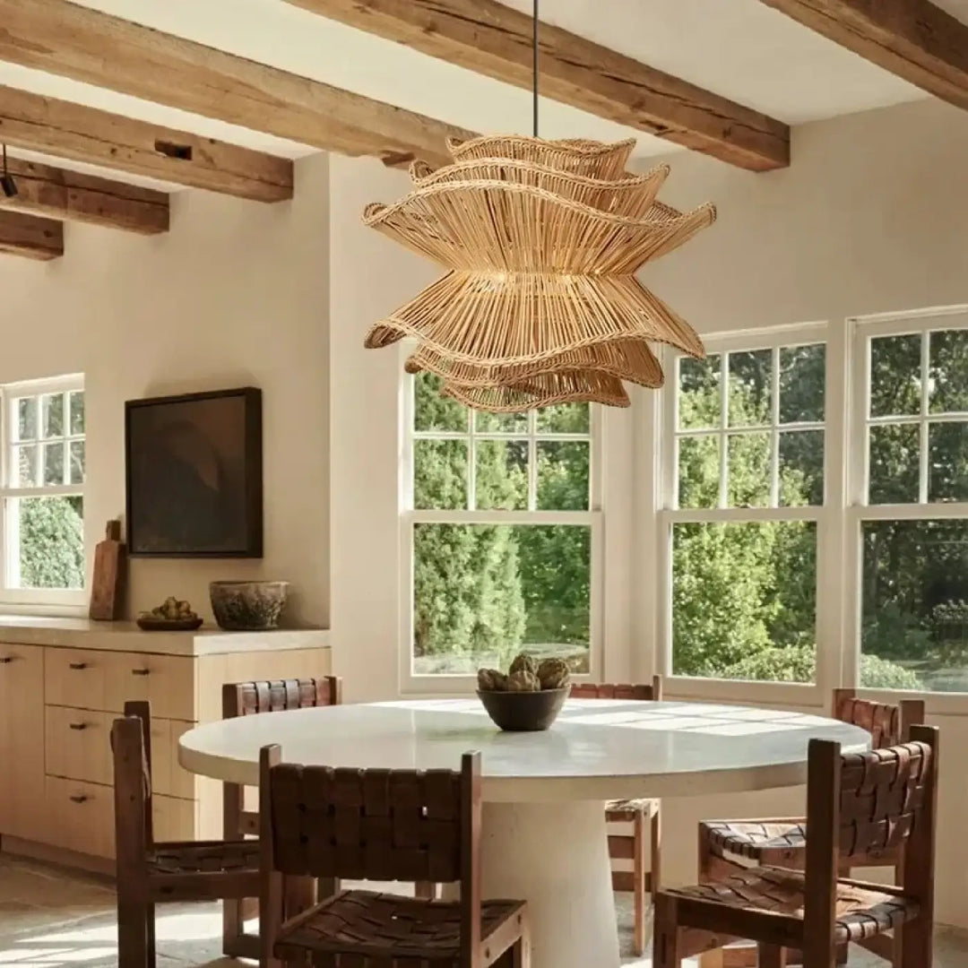Suspension Rotin Naturel Design Sculptural Style Bohème

