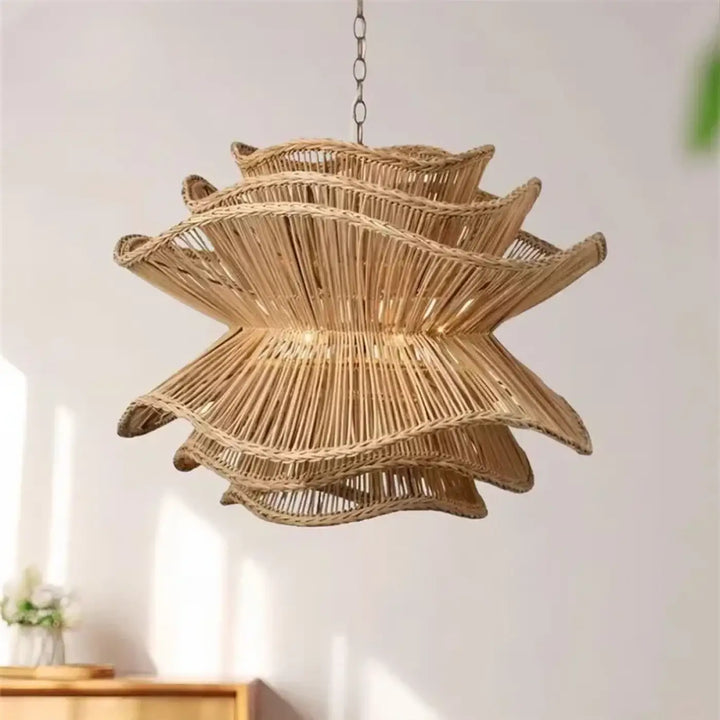 Suspension Rotin Naturel Design Sculptural Style Bohème

