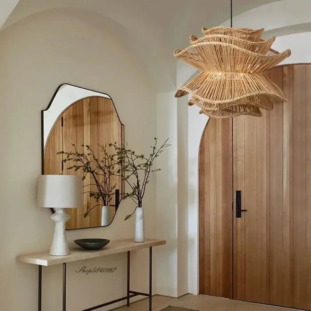 Suspension Rotin Naturel Design Sculptural Style Bohème

