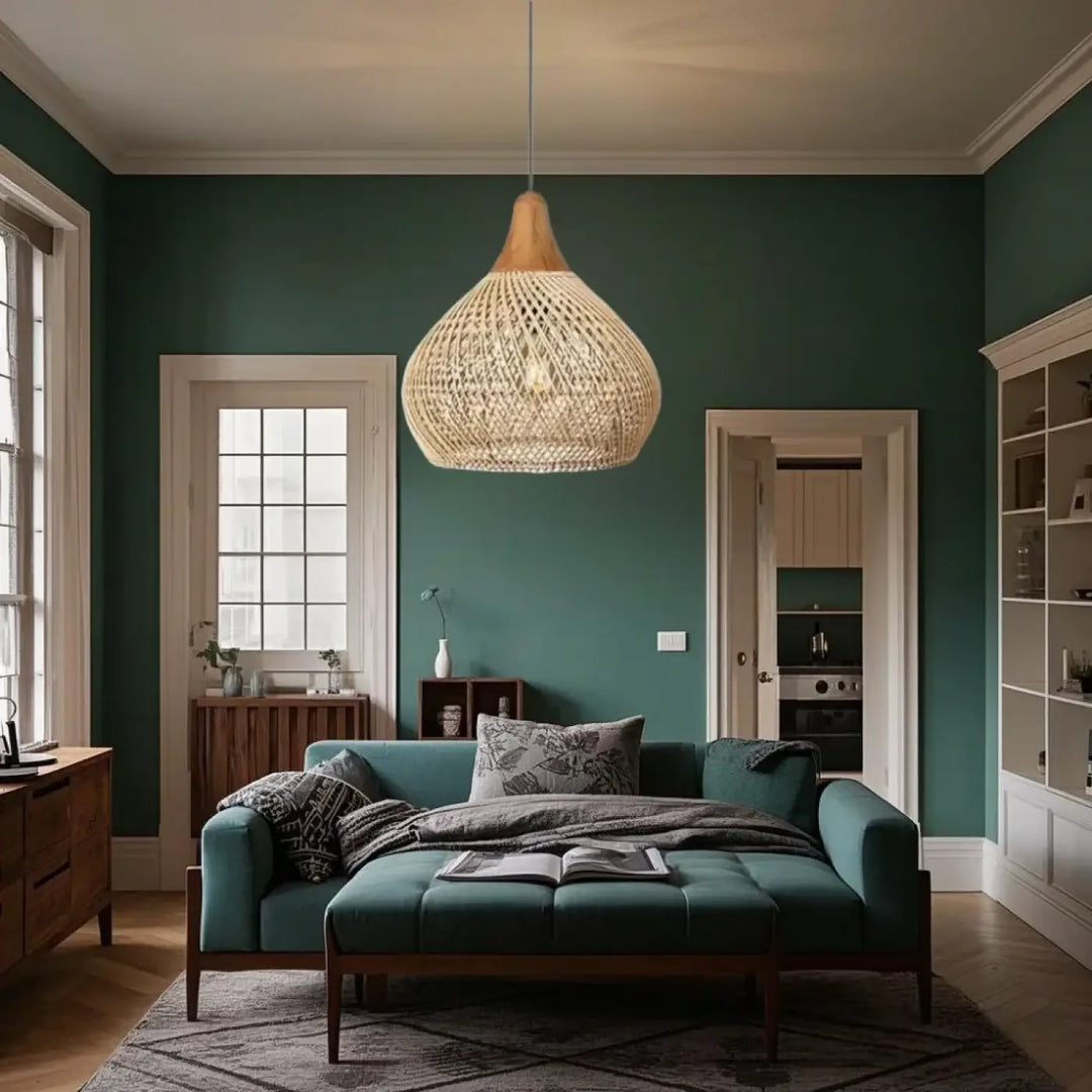 Suspension Rotin Naturel Forme Goutte Design Scandinave


