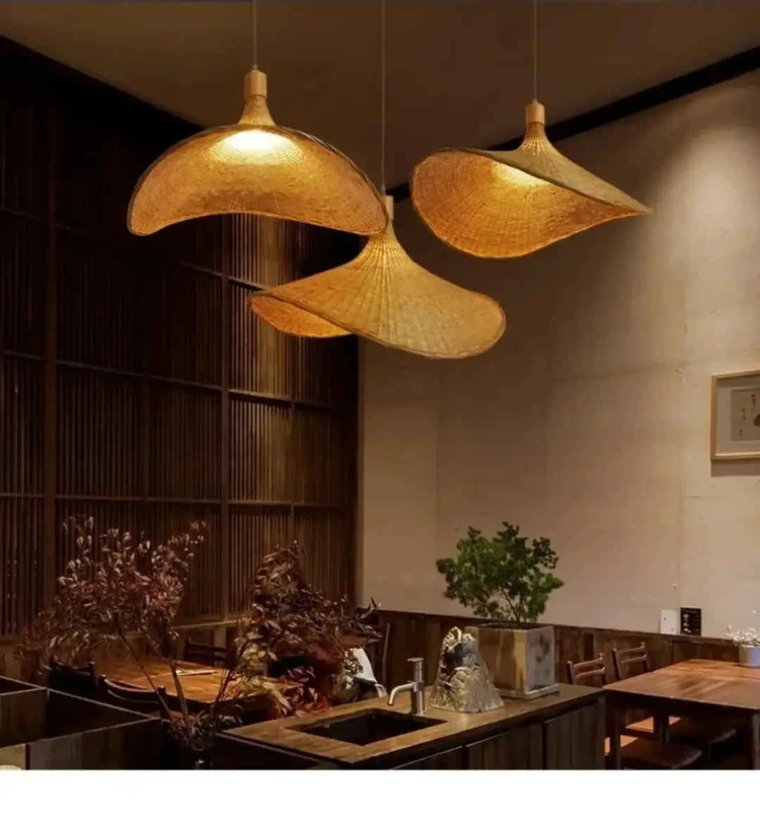 Suspension rotin naturel forme ondulée design moderne zen chic