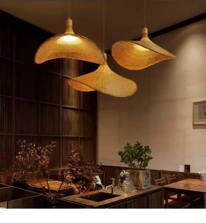 Suspension rotin naturel forme ondulée design moderne zen chic