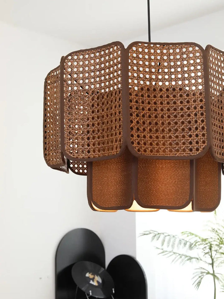 Suspension Rotin Tressé Design Naturel Style Bohème Élégant