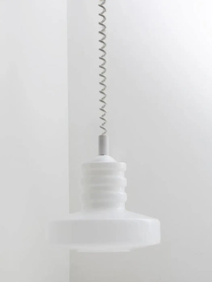 Suspension scandinave Verre Blanc et Câble Torsadé 