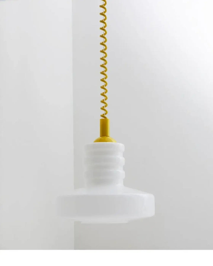 Suspension scandinave Verre Blanc et Câble Torsadé 