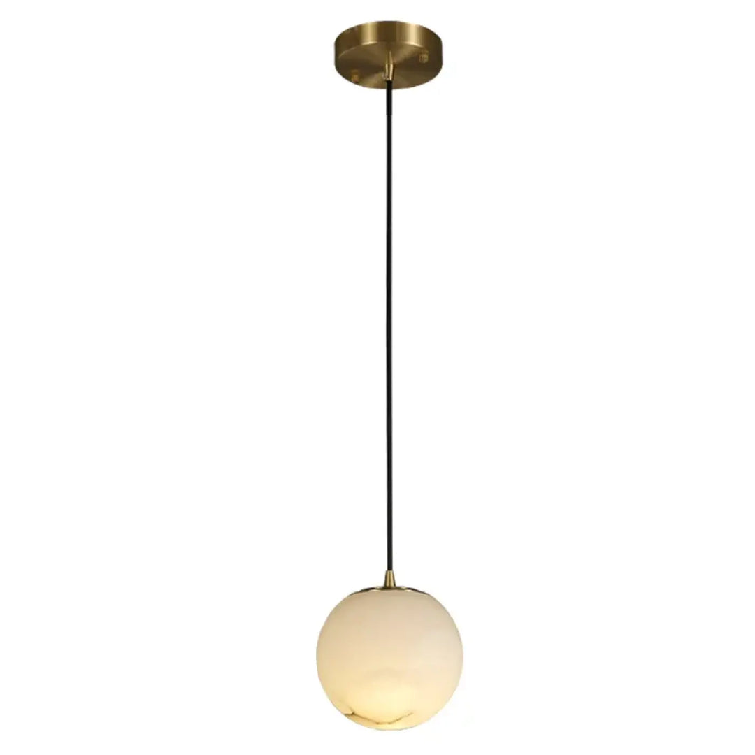 Suspension sphère lumineuse moderne blanc doré élégant